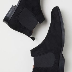 H&M Black/Faux Suede Chelsea Boots